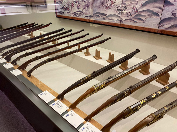 Selection of guns on display at the fascinating  Shinshiro Shitaragahara Historical Museum.