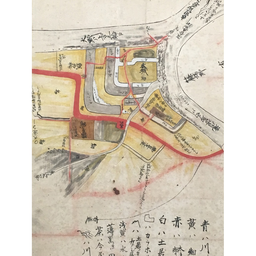Old map of the Nagashino Castle layout.